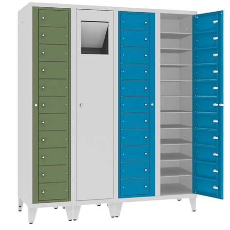 Wäschesammelchrank, mit Einwurfklappe, HxBxT: 1800x400x500 mm, Korpus Lichtgrau RAL7035/Türfarbe Lichtgrau RAL7035 - Malow - Bild5