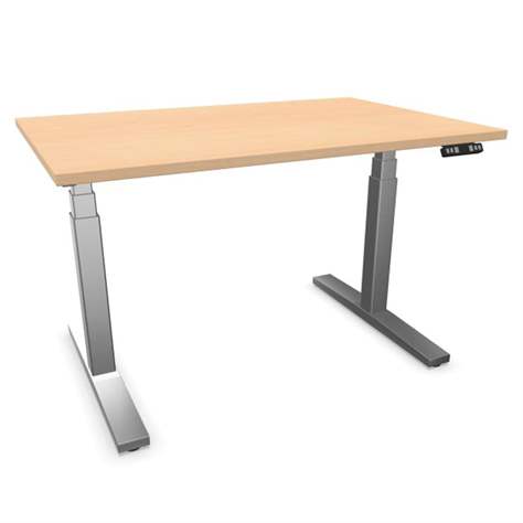 Bürotisch 1200x800 mm, elektrisch höhenverstellbar 580-1230 mm, Tischdesk Ahorn / Gestell grau