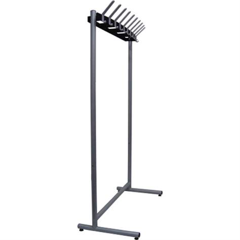 Einseitiger Reihengarderobenständer, 10 Haken, Stahlkonstruktion, ohne Zubehör, Farbe silber-schwarz, Höhe 1770 mm