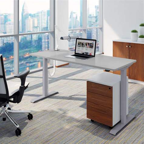 Bürotisch 1600x800 mm, elektrisch höhenverstellbar 710-1210 mm, Tischdesk Ahorn / Gestell grau - Bild7