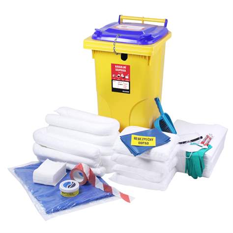 Profesionální havarijní sorpční souprava, olejová, v uzamykatelné mobilní nádobě