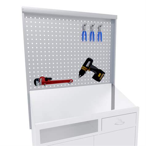 Nástavec pro skříňku s pultem, perforovaná stěna na Q-SYSTÉM držáky - Kovona Lysa nad Labem