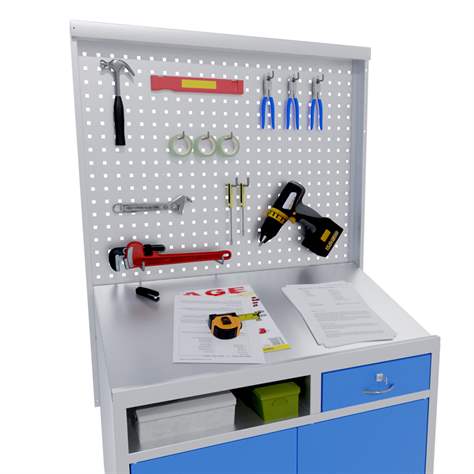 Nástavec pro skříňku s pultem, perforovaná stěna na Q-SYSTÉM držáky - Kovona Lysa nad Labem - obrázek2