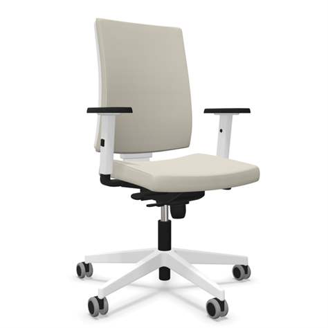 Moderner Bürostuhl NAVIGO, Stoffbezug ERA, Farbe beige, Rahmenkonstruktion weiß - Nowy Styl Group
