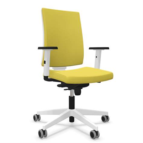 Moderner Bürostuhl NAVIGO, Stoffbezug ERA, Farbe Gelb, Rahmenkonstruktion weiß - Nowy Styl Group