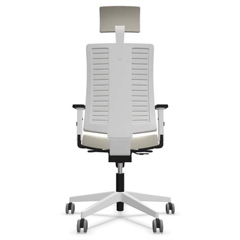 Moderner Bürostuhl NAVIGO mit Kopfstütze, Stoffbezug ERA, Farbe beige, Rahmenkonstruktion weiß - Nowy Styl Group - Bild2