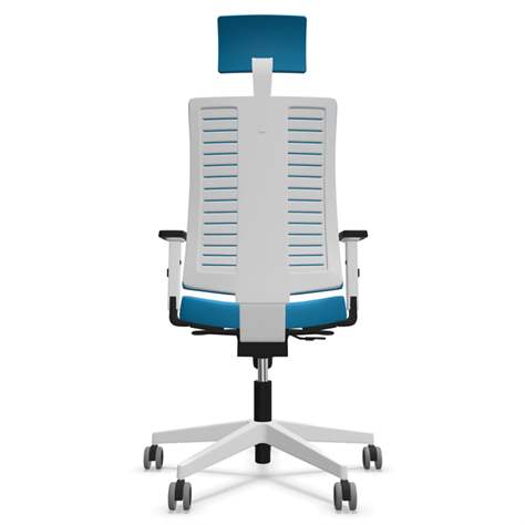 Moderner Bürostuhl NAVIGO mit Kopfstütze, Stoffbezug ERA, Farbe Blau, Rahmenkonstruktion weiß - Nowy Styl Group - Bild2