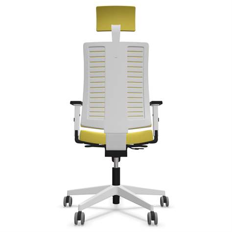 Moderner Bürostuhl NAVIGO mit Kopfstütze, Stoffbezug ERA, Farbe Gelb, Rahmenkonstruktion weiß - Nowy Styl Group - Bild2