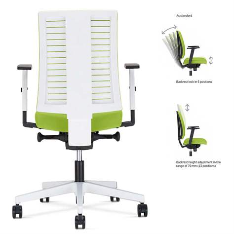 Moderner Bürostuhl NAVIGO mit Kopfstütze, Stoffbezug ERA, Farbe beige, Rahmenkonstruktion weiß - Nowy Styl Group - Bild4