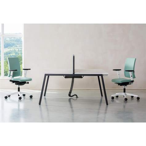 Moderner Bürostuhl NAVIGO mit Kopfstütze, Stoffbezug ERA, Farbe beige, Rahmenkonstruktion weiß - Nowy Styl Group - Bild9