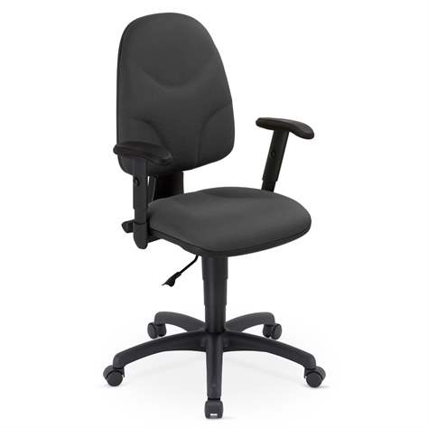 Bürodrehstuhl WEBST@R mit Armlehnen, Stoffbezug Sempre, Farbe dunkelgrau, Rahmenkonstruktion schwarz - Nowy Styl Group