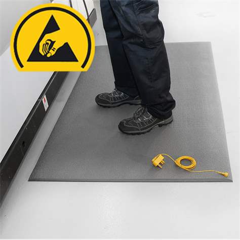 ESD-Bodenmatte Cobastat 0,9 x 0,6 m mit Zubehör, Farbe grau - COBA Europe GmbH