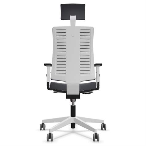 Moderner Bürostuhl NAVIGO mit Kopfstütze, Stoffbezug ERA, Farbe Dunkelgrau, Rahmenkonstruktion weiß - Nowy Styl Group - Bild9