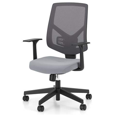 Bürodrehstuhl NEXTER, Netz-Rückenlehne, Sitzbezug lichtgrau, Rahmenkonstruktion schwarz - Nowy Styl Group