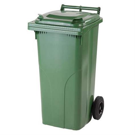 Großmülltonne aus Kunststoff, Volumen 120 l, fahrbar, grün