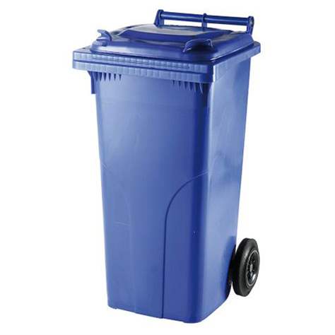 Großmülltonne aus Kunststoff, Volumen 120 l, fahrbar, blau