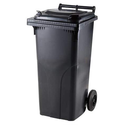 Großmülltonne aus Kunststoff, Volumen 120 l, fahrbar, schwarz