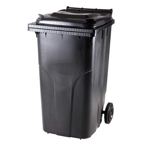 Großmülltonne aus Kunststoff, Volumen 240 l, fahrbar, schwarz