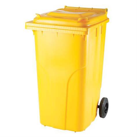 Großmülltonne aus Kunststoff, Volumen 240 l, fahrbar, gelb