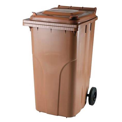 Großmülltonne aus Kunststoff, Volumen 240 l, fahrbar, braun