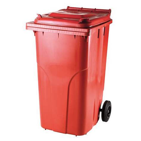 Großmülltonne aus Kunststoff, Volumen 240 l, fahrbar, rot