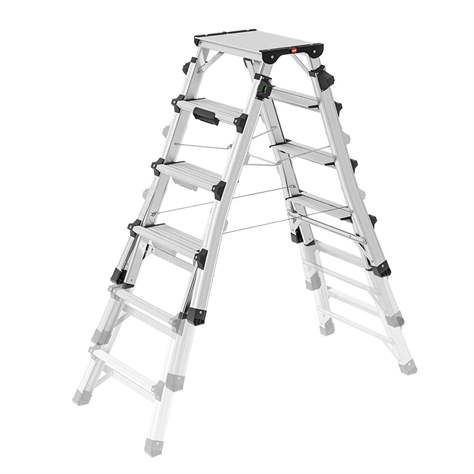 Die Alu-Teleskop-Doppelstufenleiter, Plattformhöhe max. 1,43 m