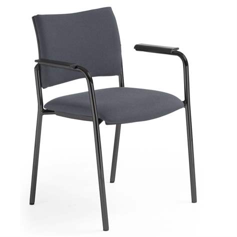 Besucherstühle INTRATA, gepolstert, Stoffbezug Sempre, Lichtgrau, Stahlkonstruktion Schwarz lackiert - Nowy Styl Group