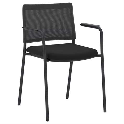 Besucherstühle INTRATA, Netz-Rückenlehne, Sitzbezug schwarz, Stahlkonstruktion Schwarz lackiert - Nowy Styl Group