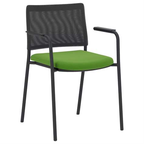 Besucherstühle INTRATA, Netz-Rückenlehne, Sitzbezug hellgrün, Stahlkonstruktion Schwarz lackiert - Nowy Styl Group