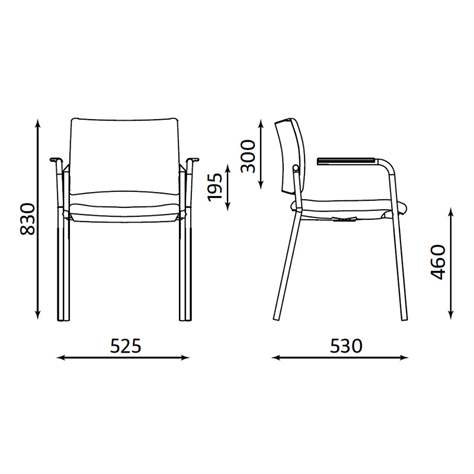 Besucherstühle INTRATA, gepolstert, Stoffbezug Sempre, Lichtgrau, Stahlkonstruktion Schwarz lackiert - Nowy Styl Group - Bild5