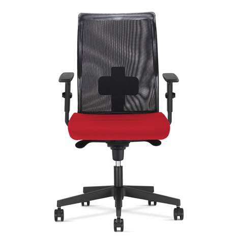 Bürodrehstuhl INTRATA, Netz-Rückenlehne, Sitzbezug rot, Rahmenkonstruktion schwarz - Nowy Styl Group