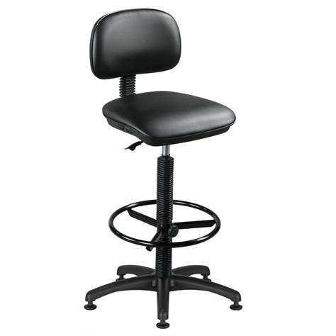 Industrie-Arbeitsdrehstuhl SENIOR mit Fußring, Kunstleder - schwarz - Nowy Styl Group