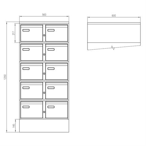 Karteischrank für Format A5, 10 Schubladen, HxBxT: 1250 x 560 x 600 mm, Farbe grau RAL7035/rot RAL3000 - Kovos Verneřice - Bild3