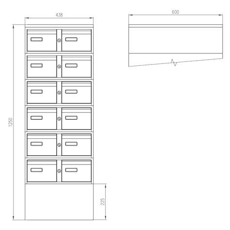 Karteischrank für Format A6, 12 Schubladen, HxBxT: 1250 x 438 x 600 mm, Farbe grau RAL7035/rot RAL3000 - Kovos Verneřice - Bild3