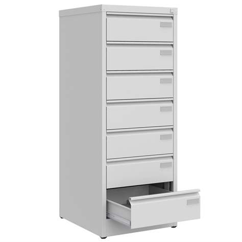 CD und DVD-Metallschrank, 7 Schubladen, HxBxT:1285x505x565 mm, Farbe grau RAL7035 - Malow - Bild3