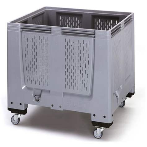 BigBox aus Polyethylen, mit Lüftungsschlitzen, 1200 x 1000 x 1000 mm, mit Rädern