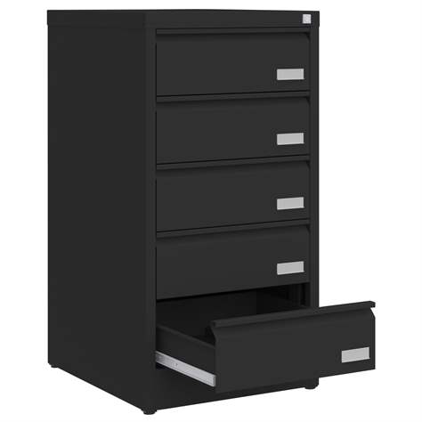 CD und DVD-Metallschrank, 5 Schubladen, HxBxT:956x505x565 mm, Farbe schwarz RAL9005 - Malow