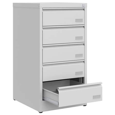 CD und DVD-Metallschrank, 5 Schubladen, HxBxT:956x505x565 mm, Farbe grau RAL7035 - Malow