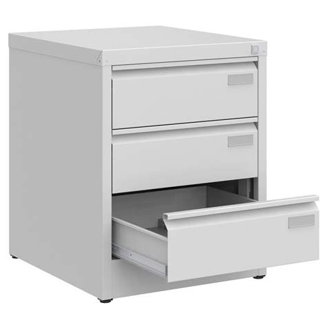 CD und DVD-Metallschrank, 3 Schubladen, HxBxT:630x505x565 mm, Farbe grau RAL7035 - Malow