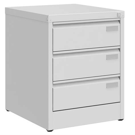 CD und DVD-Metallschrank, 3 Schubladen, HxBxT:630x505x565 mm, Farbe grau RAL7035 - Malow - Bild4