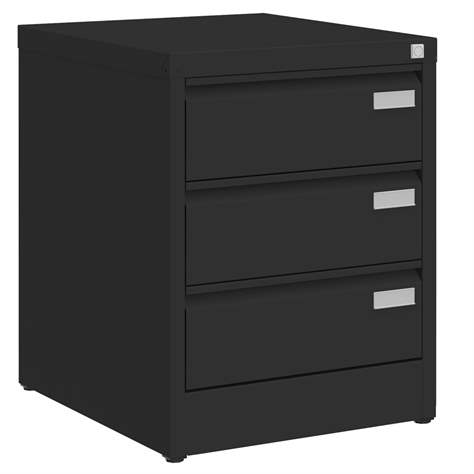 CD und DVD-Metallschrank, 3 Schubladen, HxBxT:630x505x565 mm, Farbe schwarz RAL9005 - Malow - Bild4