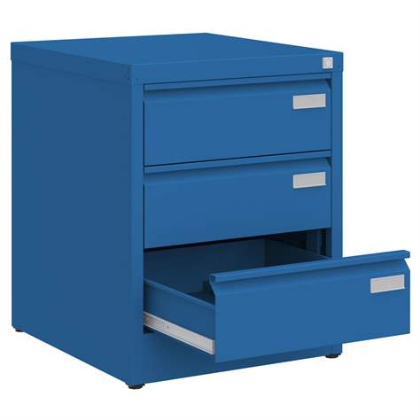 CD und DVD-Metallschrank, 3 Schubladen, HxBxT:630x505x565 mm, Farbe blau RAL5010 - Malow