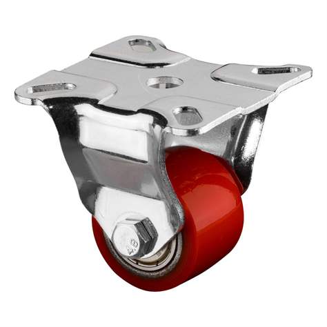 Transport-Bockrolle, Giesspolyurethan rot, mit Montageplatte, Traglast 100 kg