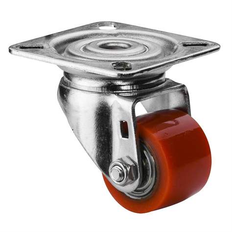 Transport-Lenkrolle, Giesspolyurethan rot, mit Montageplatte, Traglast 100 kg