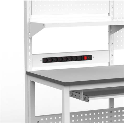 Energieleiste, 8 Steckdosen 230 V/Sicherung 16 A, Länge 900 mm (für geteilter Aufbau) - Bild2