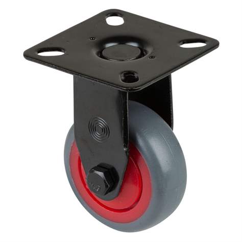 Přístrojové kolečko, pevné, běhoun šedý, vidlice černá, pr. 50 mm, s plotýnkou, nosnost 50 kg