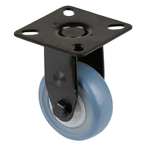 Apparate-Bockrolle, Lauffläche blau, Gabel schwarz, Durchm. 50 mm, mit Platte, Traglast 50 kg