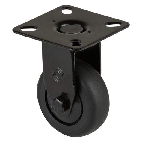 Apparate-Bockrolle, Lauffläche schwarz, Gabel schwarz, Durchm. 50 mm, mit Platte, Traglast 50 kg