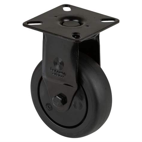 Apparate-Bockrolle, Lauffläche schwarz, Gabel schwarz, Durchm. 75 mm, mit Platte, Traglast 60 kg