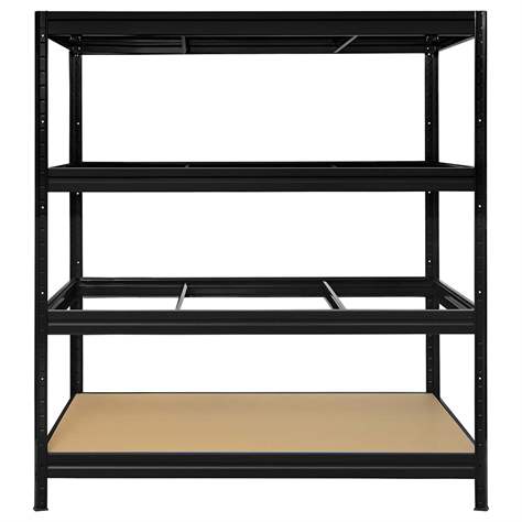 Steckregal HEAVY RACK, Farbe schwarz RAL9005, HxBxT: 1770x1600x600 mm, 4 Fachböden je 600 kg, aus MDF-Platten - KOVONA SYSTEM, a.s. - Bild3